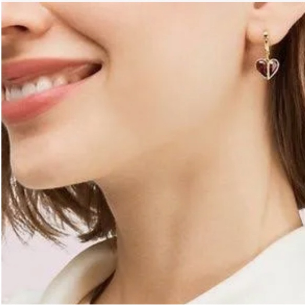 Kate Spade ♠️ Rock Solid Heart Huggies Earrings - Picture 2 of 9